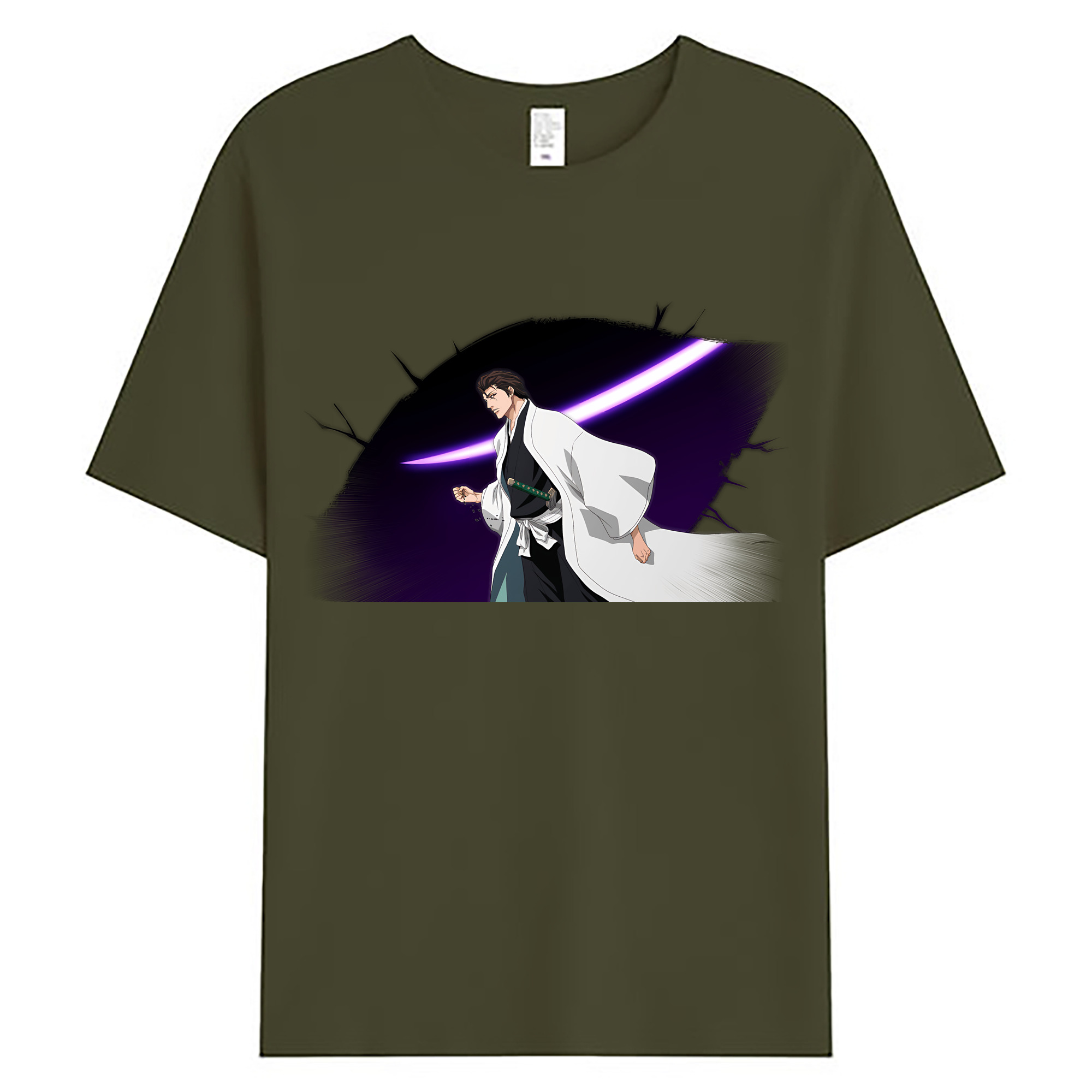 （画像用） ブリーチ 藍染 惣右介（あいぜん そうすけ） BLEACH Aizen Sousuke 綿100％ メンズ半袖Tシャツ｜肌触りやわらか＆通気性